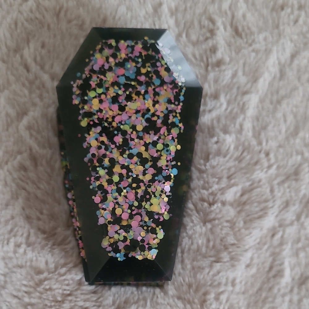 Black Coffin-Shaped Glitter Resin Box